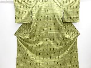 変わり格子模様織り出し手織り紬着物